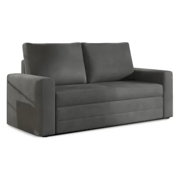 Canapea gri inchis extensibila/cu spatiu de depozitare cu tapiterie din catifea 151 cm Wave - ELTAP imagine