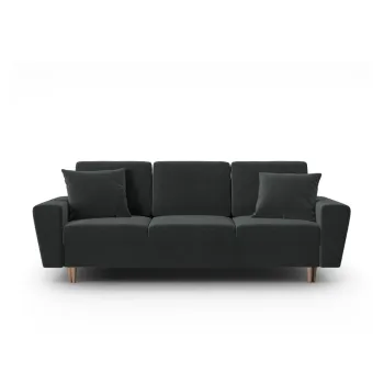 Canapea gri inchis extensibila, cu spatiu de depozitare cu tapiterie din catifea 235 cm Kyoto - Cosmopolitan Design imagine