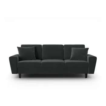 Canapea gri inchis extensibila, cu spatiu de depozitare cu tapiterie din catifea 235 cm Kyoto - Cosmopolitan Design imagine