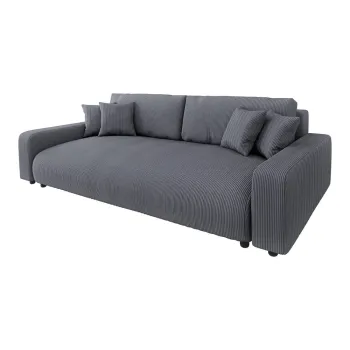 Canapea gri inchis extensibila/cu spatiu de depozitare cu tapiterie din catifea reiata 234 cm Sara - Ropez imagine