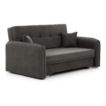 Canapea gri inchis extensibila/cu spatiu de depozitare cu tapiterie din chenille 155 cm Laine - ELTAP imagine