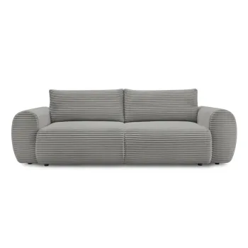 Canapea gri inchis extensibila cu tapiterie din catifea reiata 257 cm Lucien - Bobochic Paris imagine