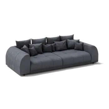 Canapea gri inchis extensibila cu tapiterie din catifea reiata 310 cm Vanessa - Ropez imagine