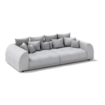 Canapea gri inchis extensibila cu tapiterie din catifea reiata 310 cm Vanessa - Ropez imagine