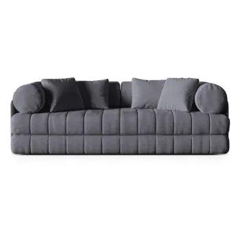 Canapea gri inchis extensibila cu tapiterie din tesatura boucle 206 cm Kemi - Cosmopolitan Design imagine