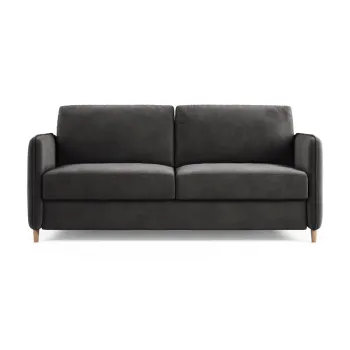 Canapea gri inchis pentru dormitul zilnic cu tapiterie din catifea 184 cm Simo - Micadoni imagine