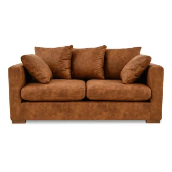 Canapea maro coniac cu tapiterie din imitatie de piele 175 cm Hamburg - Scandic imagine