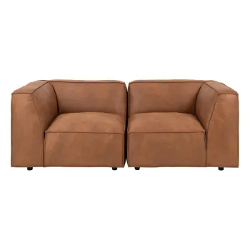 Canapea maro coniac cu tapiterie din imitatie de piele 208 cm Fairfield Kentucky - Bonami Selection imagine