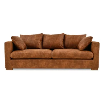 Canapea maro coniac cu tapiterie din imitatie de piele 225 cm Hamburg - Scandic imagine