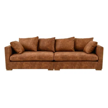 Canapea maro coniac cu tapiterie din imitatie de piele 266 cm Hamburg - Scandic imagine