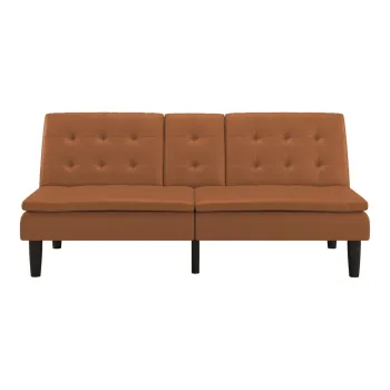 Canapea maro coniac extensibila cu tapiterie din imitatie de piele 191 cm Maine - Storaa imagine