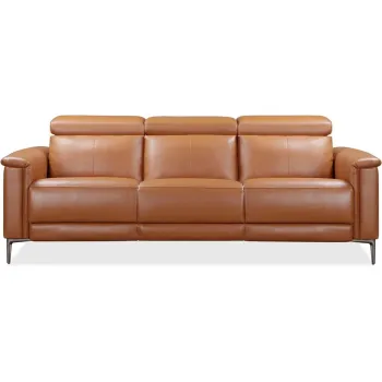 Canapea maro cu tapiterie din imitatie de piele 222 cm Lund - Storaa imagine