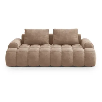 Canapea maro deschis cu tapiterie din catifea 200 cm Linz - Cosmopolitan Design imagine