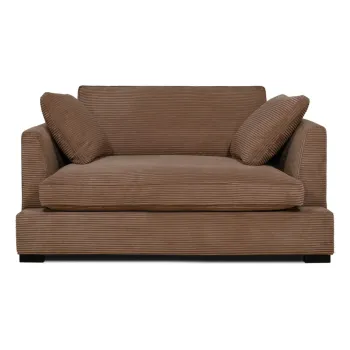 Canapea maro deschis cu tapiterie din catifea reiata 132 cm Mobby - Scandic imagine