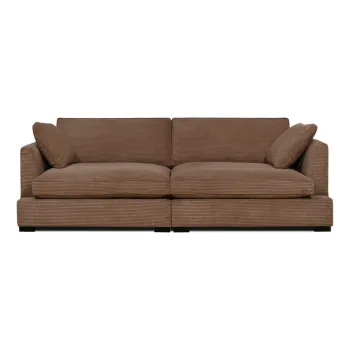 Canapea maro deschis cu tapiterie din catifea reiata 236 cm Mobby - Scandic imagine