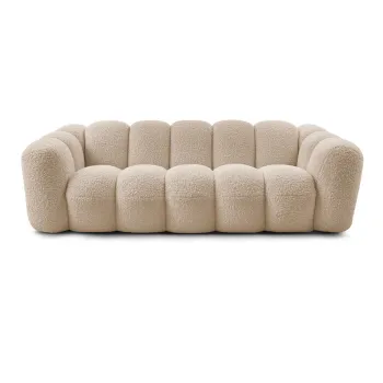 Canapea maro deschis cu tapiterie din tesatura boucle 232 cm Hippolyte - Bobochic Paris imagine