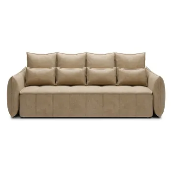 Canapea maro deschis extensibila/cu spatiu de depozitare cu tapiterie din catifea 242 cm Weltton - ELTAP imagine