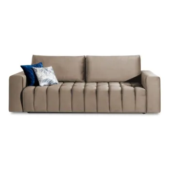 Canapea maro deschis extensibila/cu spatiu de depozitare cu tapiterie din catifea 247 cm Lazaro - ELTAP imagine