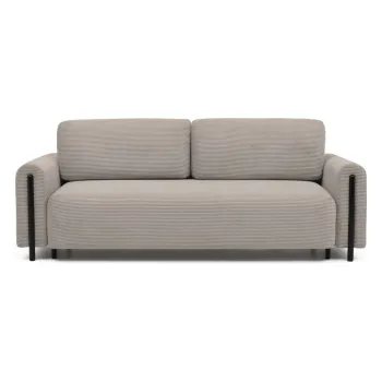 Canapea maro deschis extensibila/cu spatiu de depozitare cu tapiterie din catifea reiata 244 cm Arcadova - ELTAP imagine