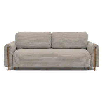 Canapea maro deschis extensibila/cu spatiu de depozitare cu tapiterie din catifea reiata 244 cm Arcadova - ELTAP imagine