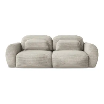 Canapea maro deschis extensibila/cu spatiu de depozitare cu tapiterie din catifea reiata 266 cm Kini - Makamii imagine