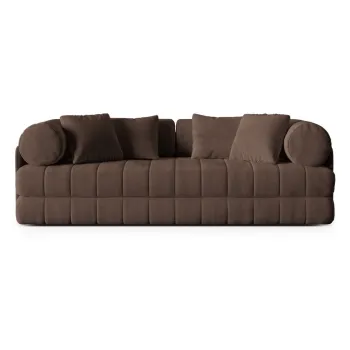 Canapea maro extensibila cu tapiterie din catifea 206 cm Kemi - Cosmopolitan Design imagine