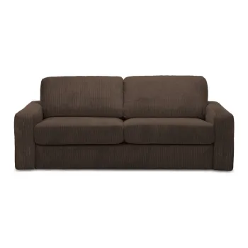 Canapea maro extensibila cu tapiterie din catifea reiata 195 cm Nona - Makamii imagine