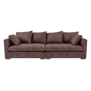 Canapea maro inchis cu tapiterie din imitatie de piele 266 cm Hamburg - Scandic imagine