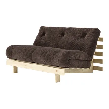 Canapea maro inchis extensibila cu tapiterie din catifea reiata 140 cm Roots - Karup imagine