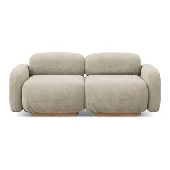 Canapea modulara bej cu tapiterie din tesatura boucle 190 cm Ailani - Makamii imagine