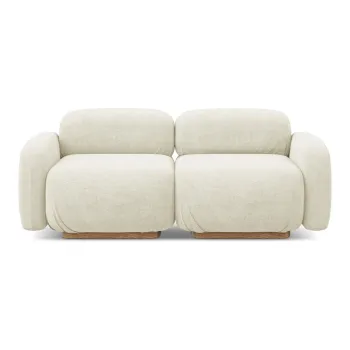 Canapea modulara crem cu tapiterie din tesatura boucle 190 cm Ailani - Makamii imagine