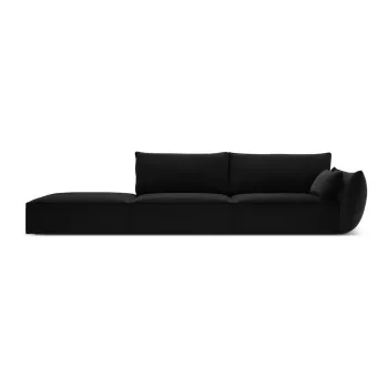 Canapea neagra cu tapiterie din catifea, cu colt pe partea stanga 264 cm Vanda - Mazzini Sofas imagine