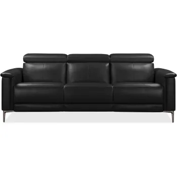 Canapea neagra cu tapiterie din imitatie de piele 222 cm Lund - Storaa imagine