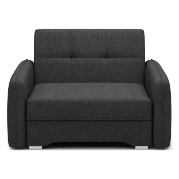 Canapea neagra extensibila/cu spatiu de depozitare cu tapiterie din chenille 102 cm Laine - ELTAP imagine