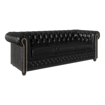 Canapea neagra extensibila cu tapiterie din imitatie de piele 203 cm York - Ropez imagine