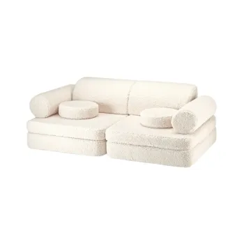 Canapea pentru copii crem cu tapiterie din tesatura boucle 132 cm Settee - Wigiwama imagine