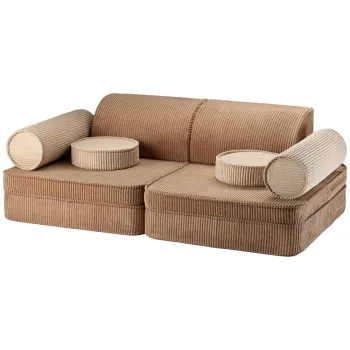 Canapea pentru copii maro cu tapiterie din catifea reiata 132 cm Settee - Wigiwama imagine