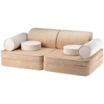 Canapea pentru copii maro deschis cu tapiterie din catifea reiata 132 cm Settee - Wigiwama imagine