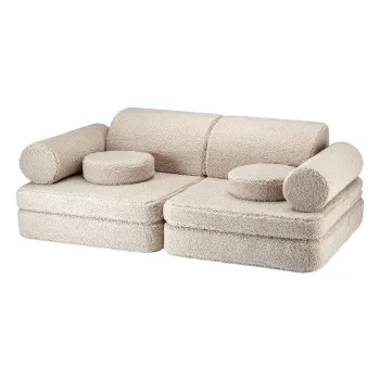 Canapea pentru copii maro deschis cu tapiterie din tesatura boucle 132 cm Settee - Wigiwama imagine