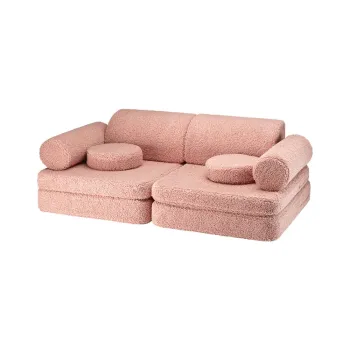 Canapea pentru copii roz cu tapiterie din tesatura boucle 132 cm Settee - Wigiwama imagine