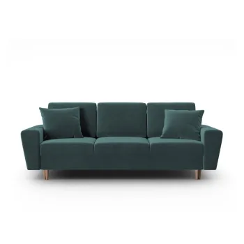 Canapea petrol extensibila, cu spatiu de depozitare cu tapiterie din catifea 235 cm Kyoto - Cosmopolitan Design imagine