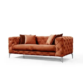 Canapea portocalie cu tapiterie din catifea 197 cm Como - Artie imagine