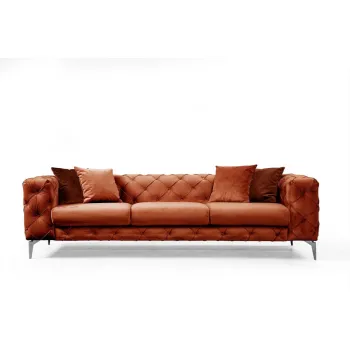 Canapea portocalie cu tapiterie din catifea 237 cm Como - Artie imagine