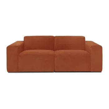 Canapea portocalie din catifea reiata 202 cm Sting - Scandic imagine