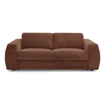 Canapea portocalie pentru dormitul zilnic/extensibilAcu tapiE>erie din catifea reiatA220 cm Hugo aEURBobochic Paris imagine