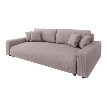 Canapea roz-deschis extensibila/cu spatiu de depozitare cu tapiterie din catifea reiata 234 cm Sara - Ropez imagine