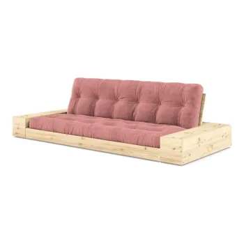 Canapea roz extensibila cu tapiterie din catifea reiata 244 cm Base - Karup Design imagine