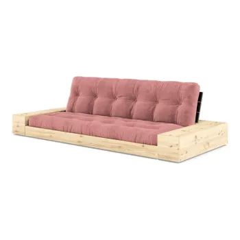 Canapea roz extensibila cu tapiterie din catifea reiata 244 cm Base - Karup Design imagine