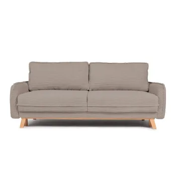 Canapea taupe extensibila/cu spatiu de depozitare cu tapiterie din catifea reiata 218 cm Tori - Bonami Selection imagine