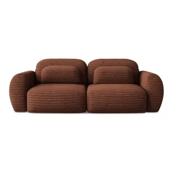 Canapea teracota extensibila/cu spatiu de depozitare cu tapiterie din catifea reiata 266 cm Kini - Makamii imagine